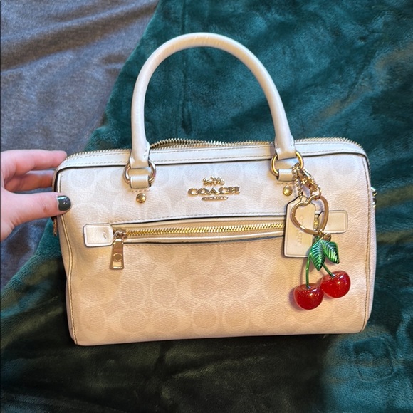 Coach Handbags - Coach Cream Satchel with Cherry Charm